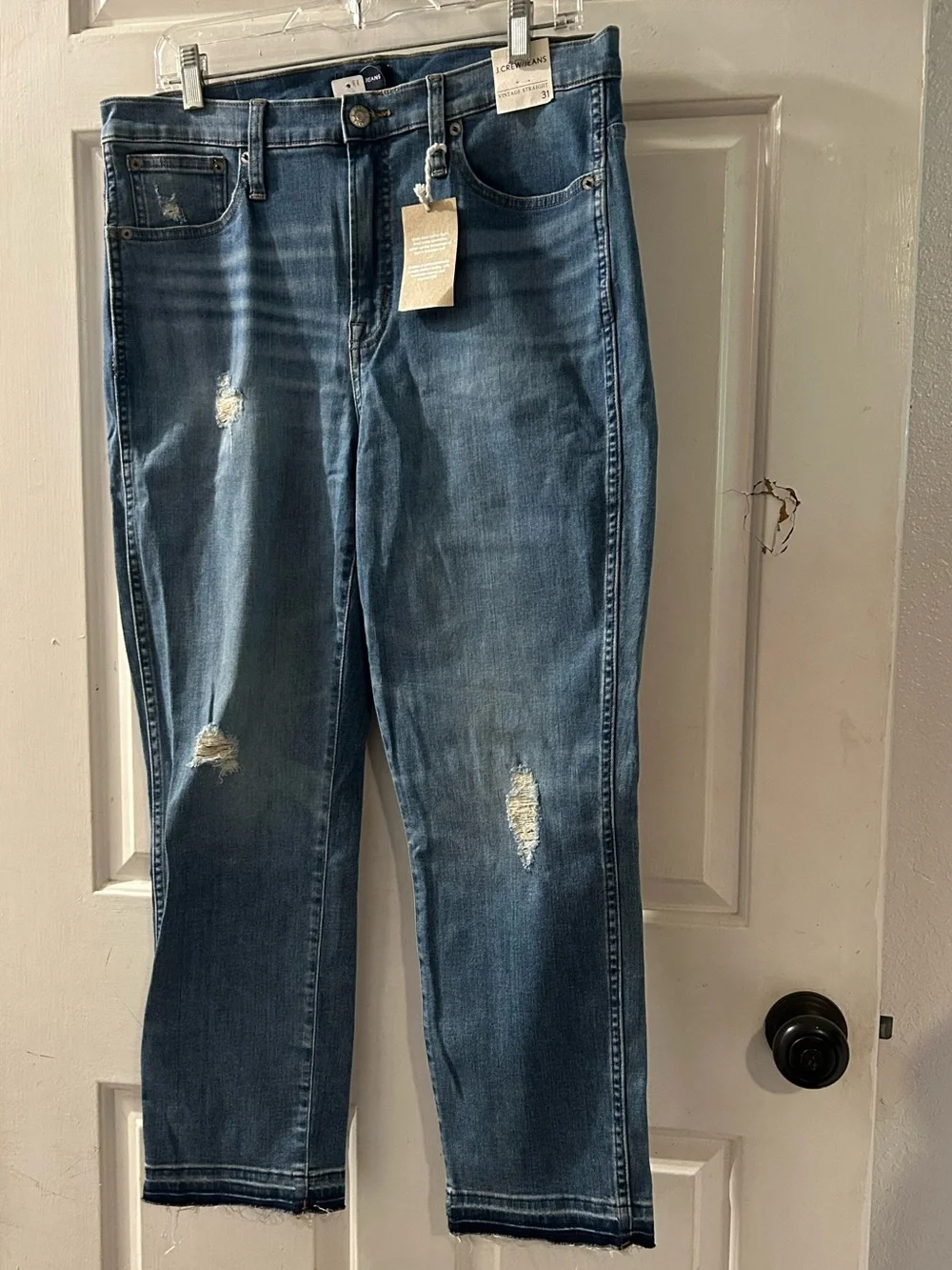 J. Crew Women's Distressed Cropped Blue Jeans